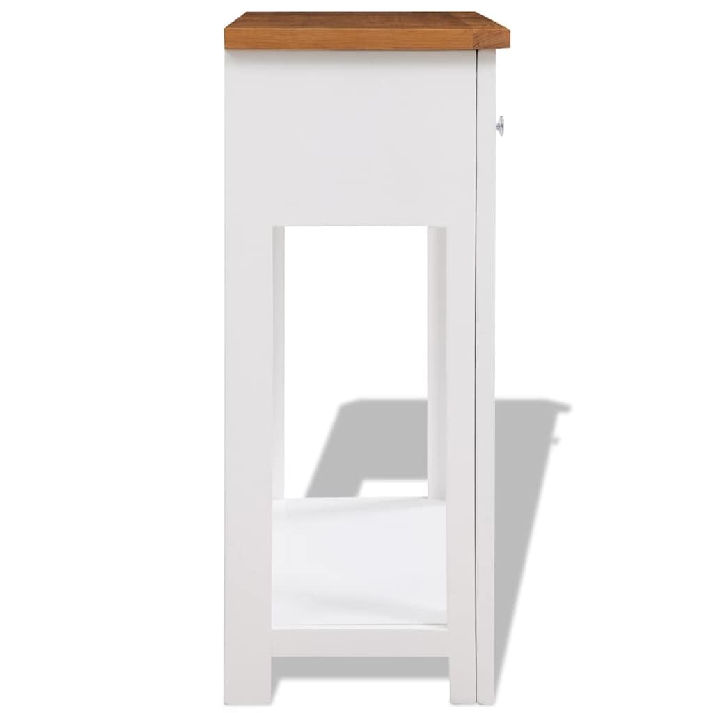 Solid Oak Wood Console Table with Drawers and Shelf Z34785