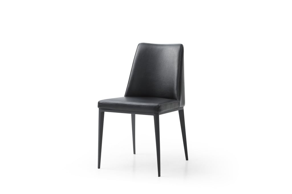Black Faux Leather Metal Dining Parsons Chair T10090