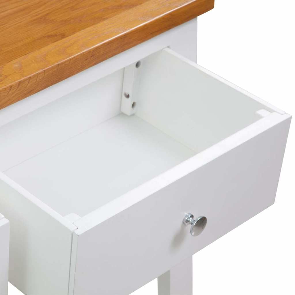 Solid Oak Wood Console Table with Drawers and Shelf Z34785