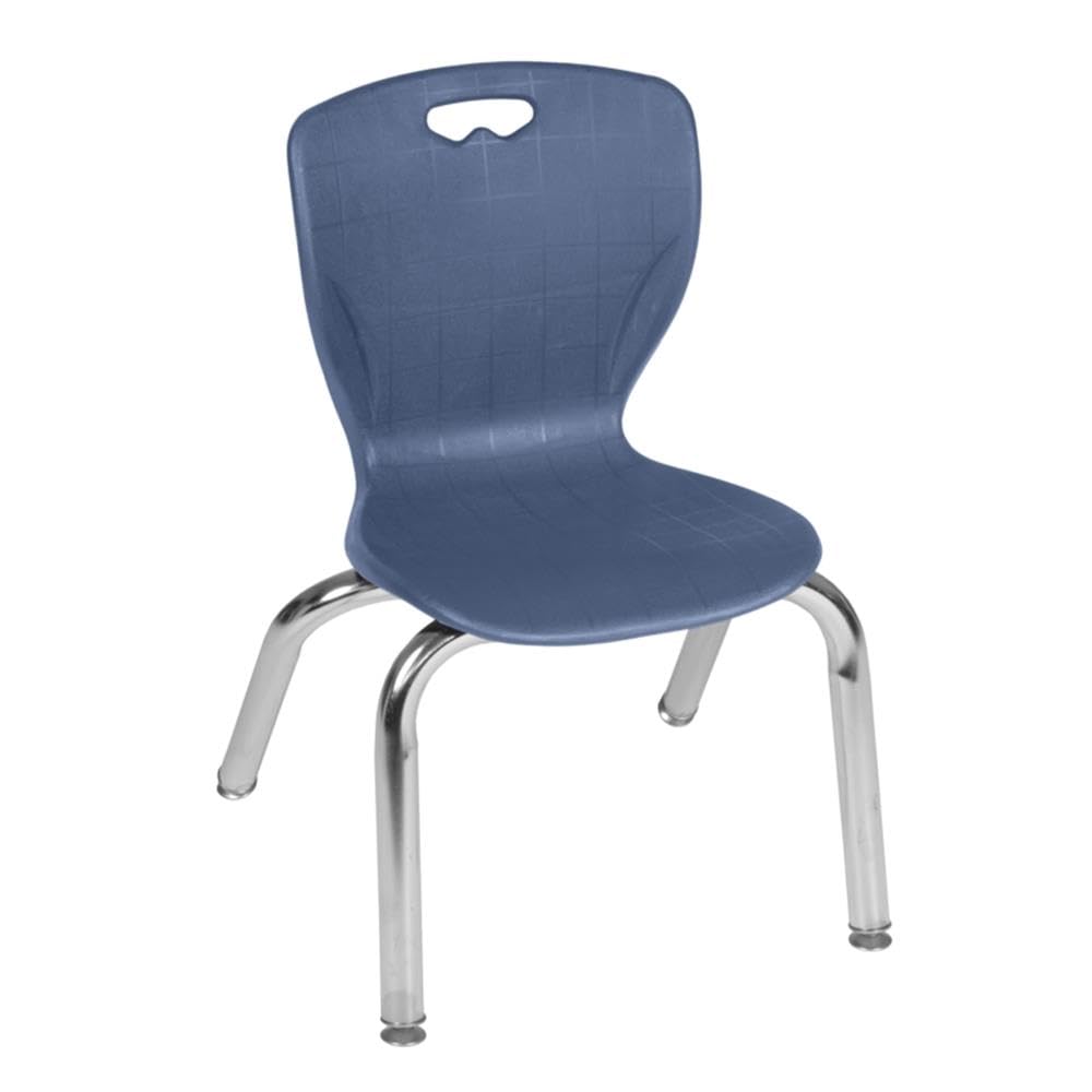42" Square Mobile Table with 4 Blue Stack Chairs J797479