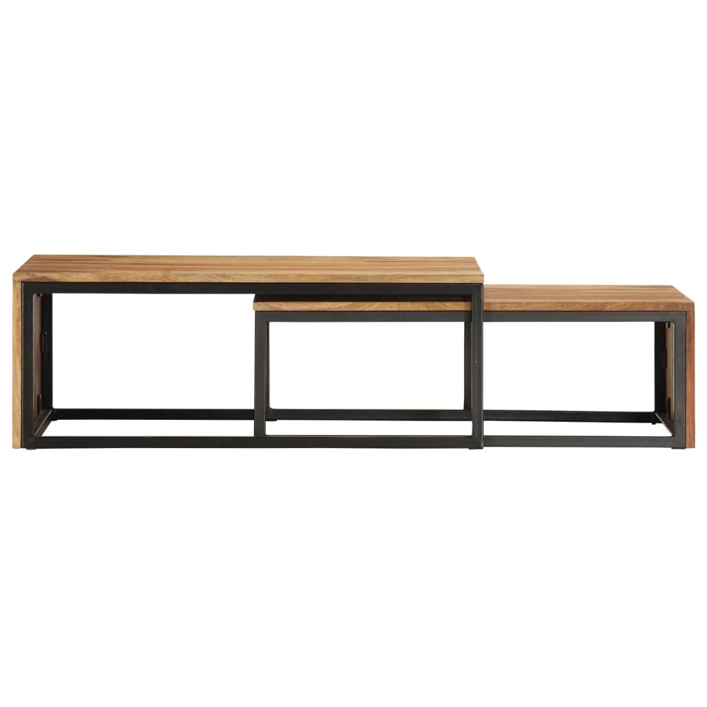 Solid Sheesham Wood Nesting Coffee Table Set Y3370