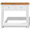Solid Oak Wood Console Table with Drawers and Shelf Z34785