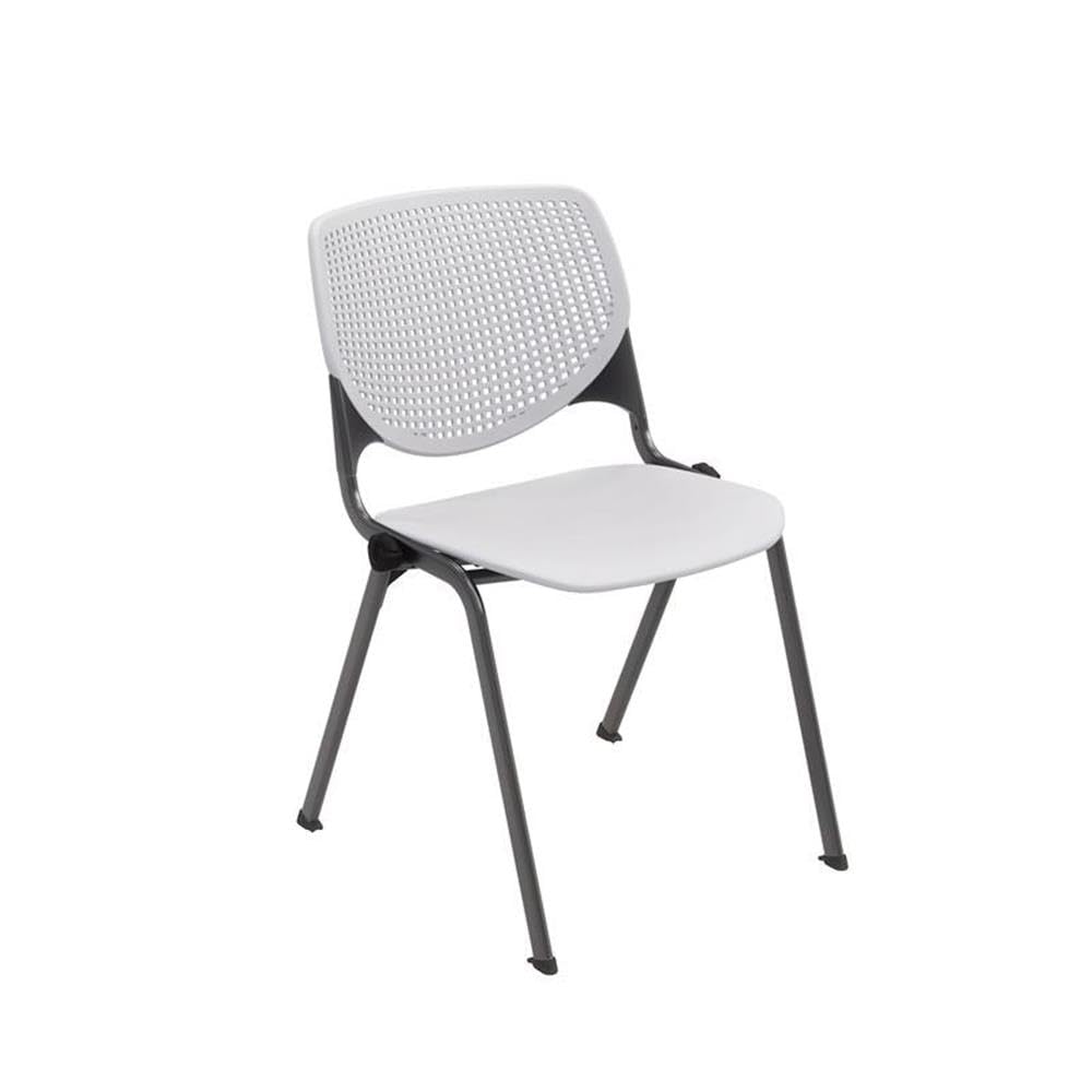 Light Grey Plastic Stack Chair with Black Steel Frame I241622