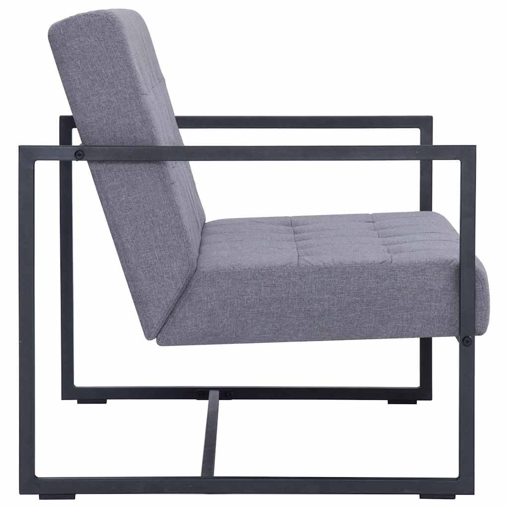 Light Gray 2-Seater Fabric Loveseat Sofa with Steel Legs G592120