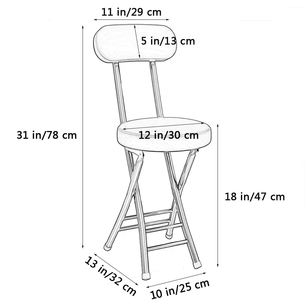 Portable Folding Stool with Backrest, 18 Inch Black M569337