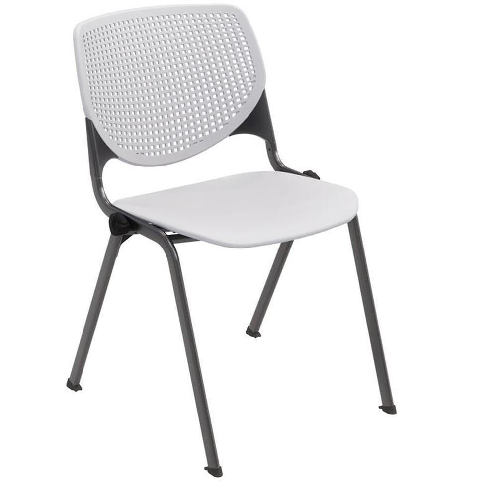Light Grey Plastic Stack Chair with Black Steel Frame I241622
