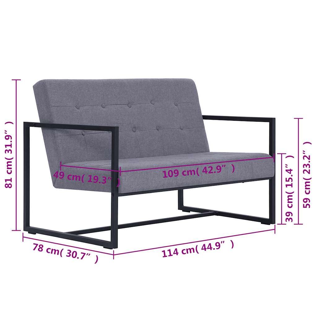 Light Gray 2-Seater Fabric Loveseat Sofa with Steel Legs G592120