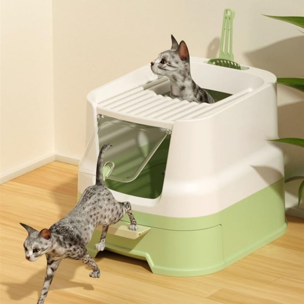 Enclosed Top-Entry Cat Litter Box with Scoop M836