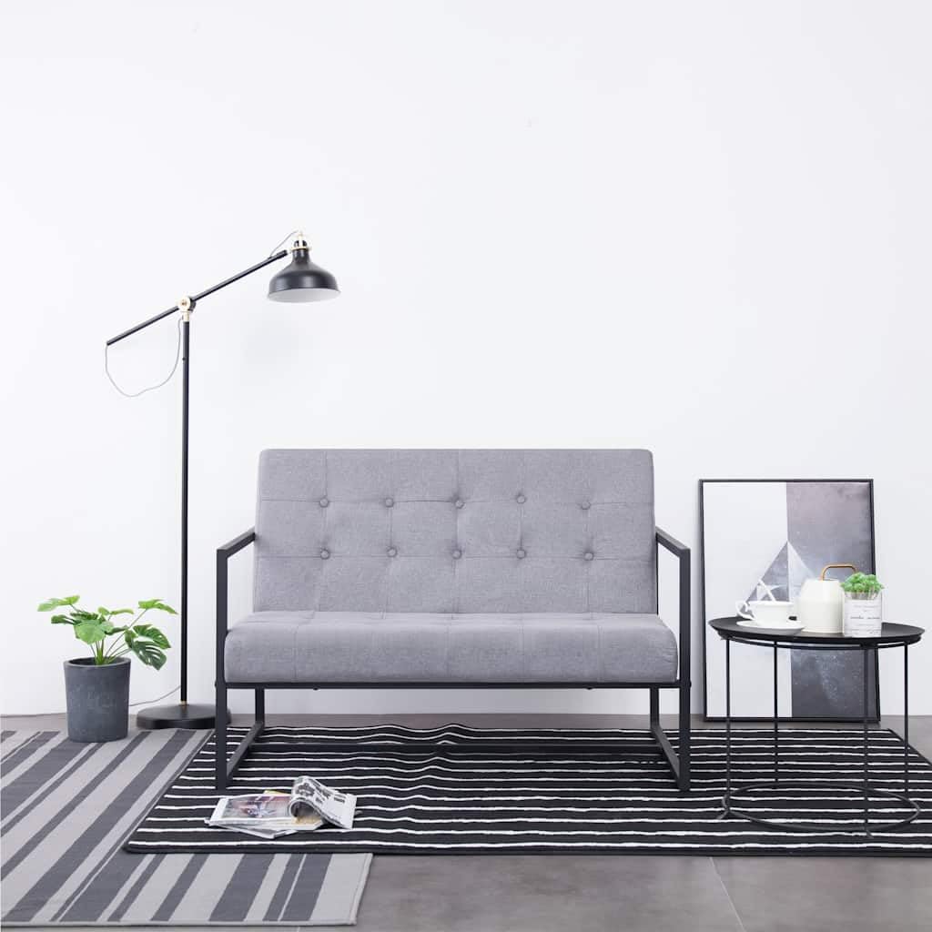 Light Gray 2-Seater Fabric Loveseat Sofa with Steel Legs G592120