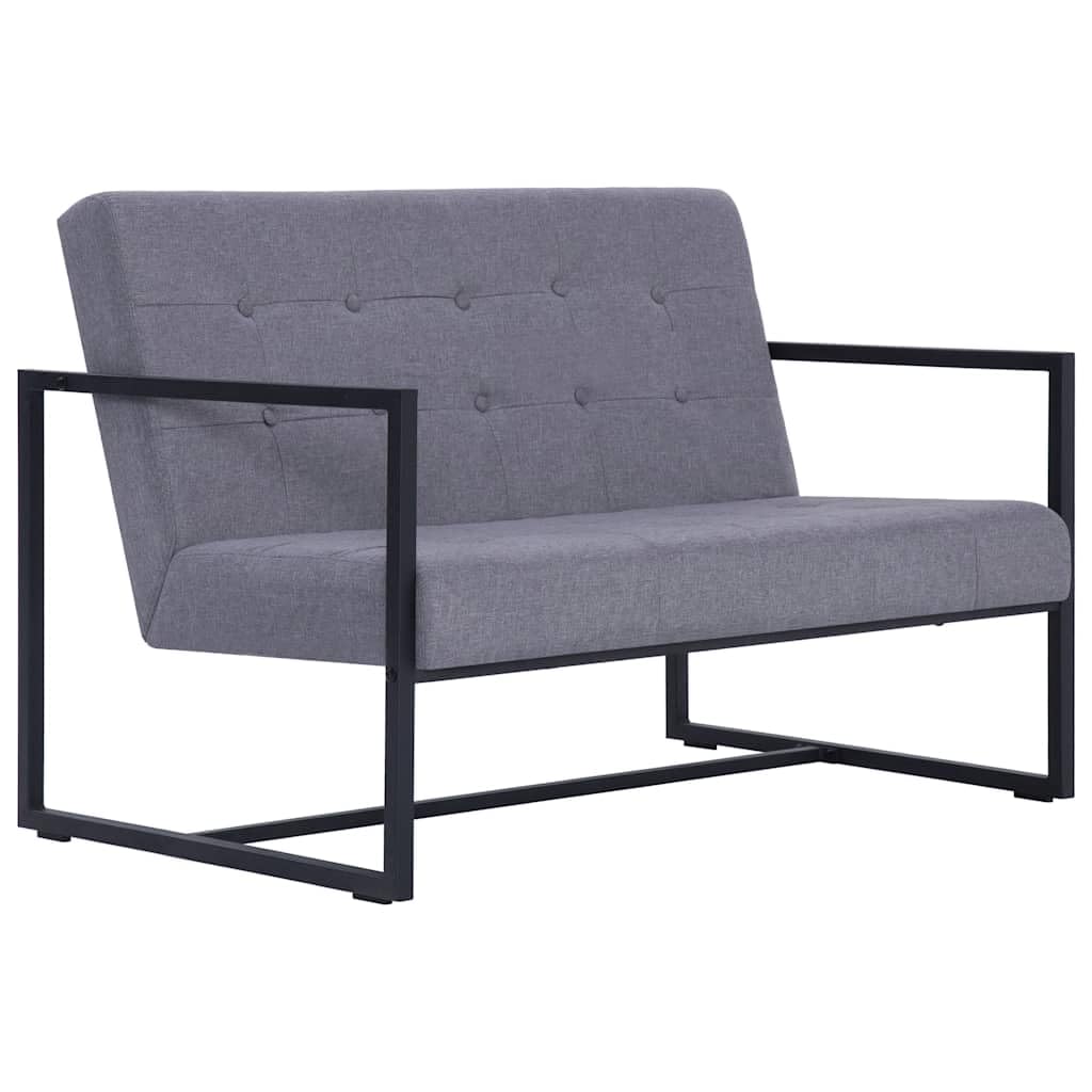 Light Gray 2-Seater Fabric Loveseat Sofa with Steel Legs G592120