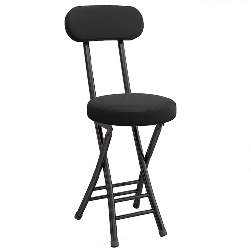Portable Folding Stool with Backrest, 18 Inch Black M569337