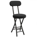 Portable Folding Stool with Backrest, 18 Inch Black M569337