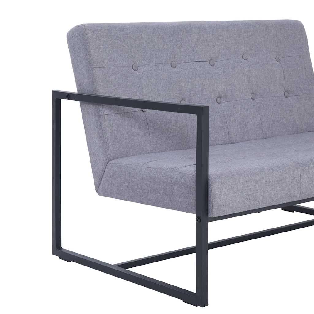 Light Gray 2-Seater Fabric Loveseat Sofa with Steel Legs G592120
