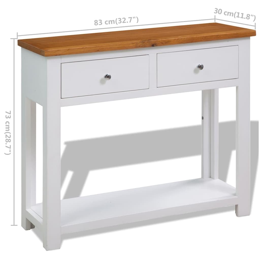 Solid Oak Wood Console Table with Drawers and Shelf Z34785