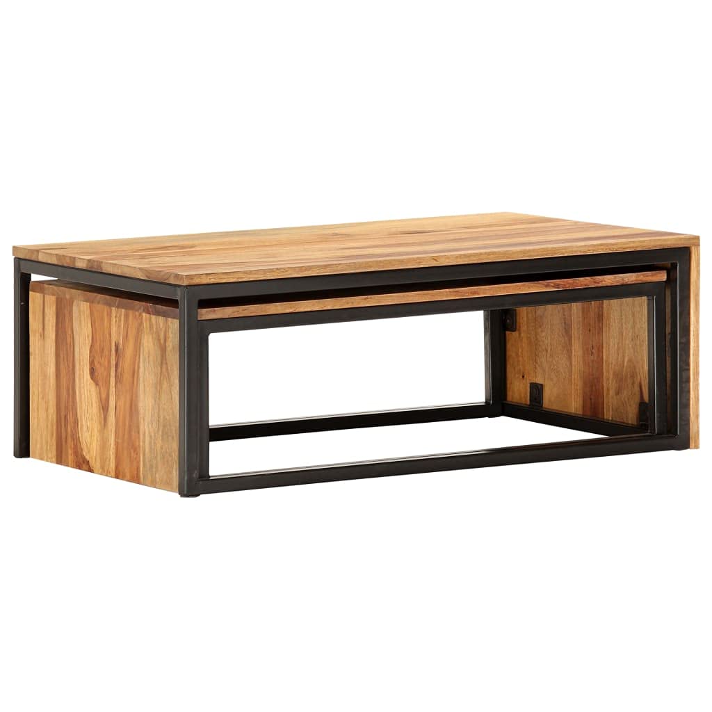 Solid Sheesham Wood Nesting Coffee Table Set Y3370