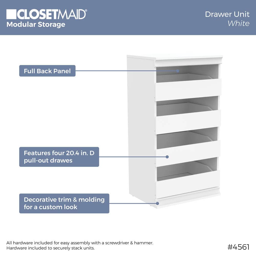 White 4 Drawer Wood Modular Storage Unit B507