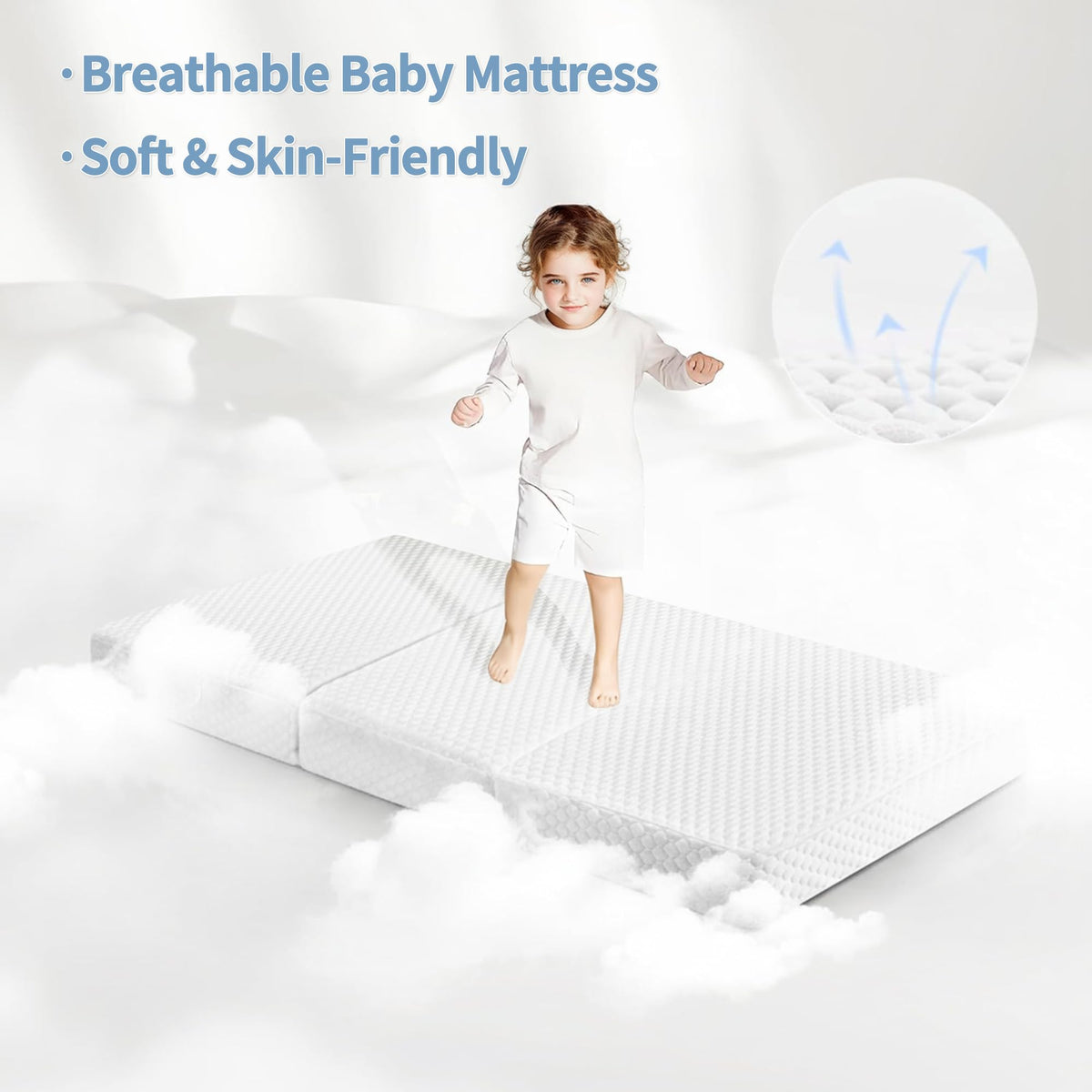 38x26'' Breathable Soft Plush Memory Foam Pack and Play Mattress with Carry Bag N610670
