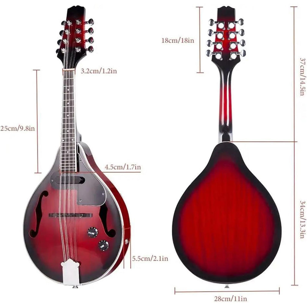 Acoustic Electric Mandolin Instrument Vintage Red Sunburst Mahogany Wood S119519