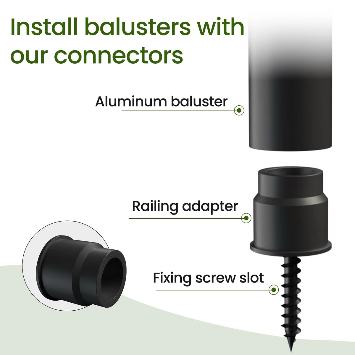 32"-100Pack Aluminum Deck Balusters Hollow Round Deck Railing Spindles Matte Coated Black V6218