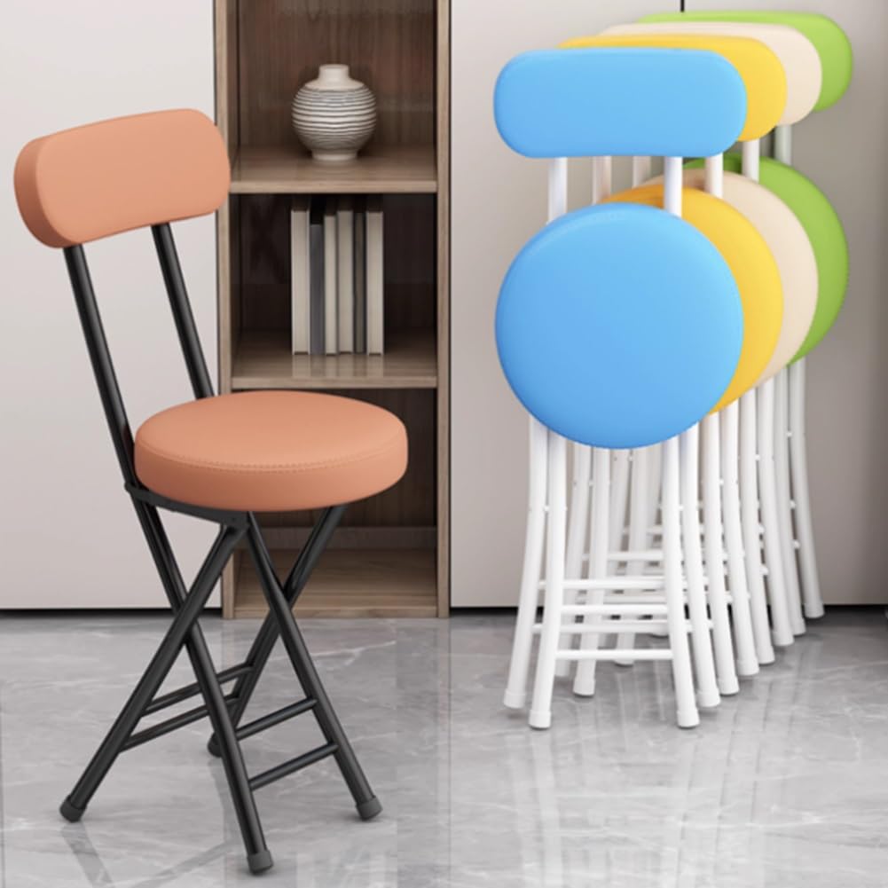Portable Folding Stool with Backrest, 18 Inch Black M569337