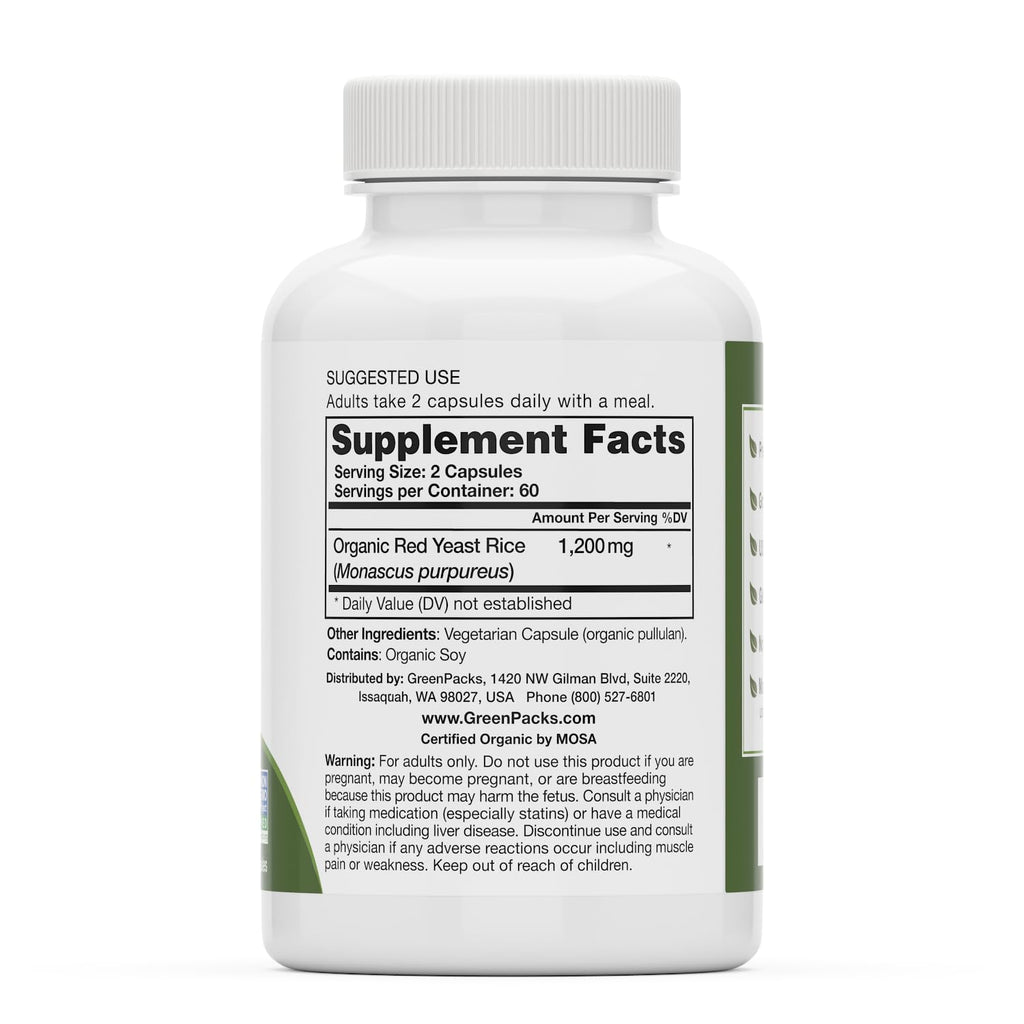 Organic Red Yeast Rice Supplement, 120 Capsules O2350
