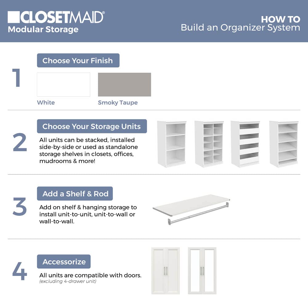 White 4 Drawer Wood Modular Storage Unit B507