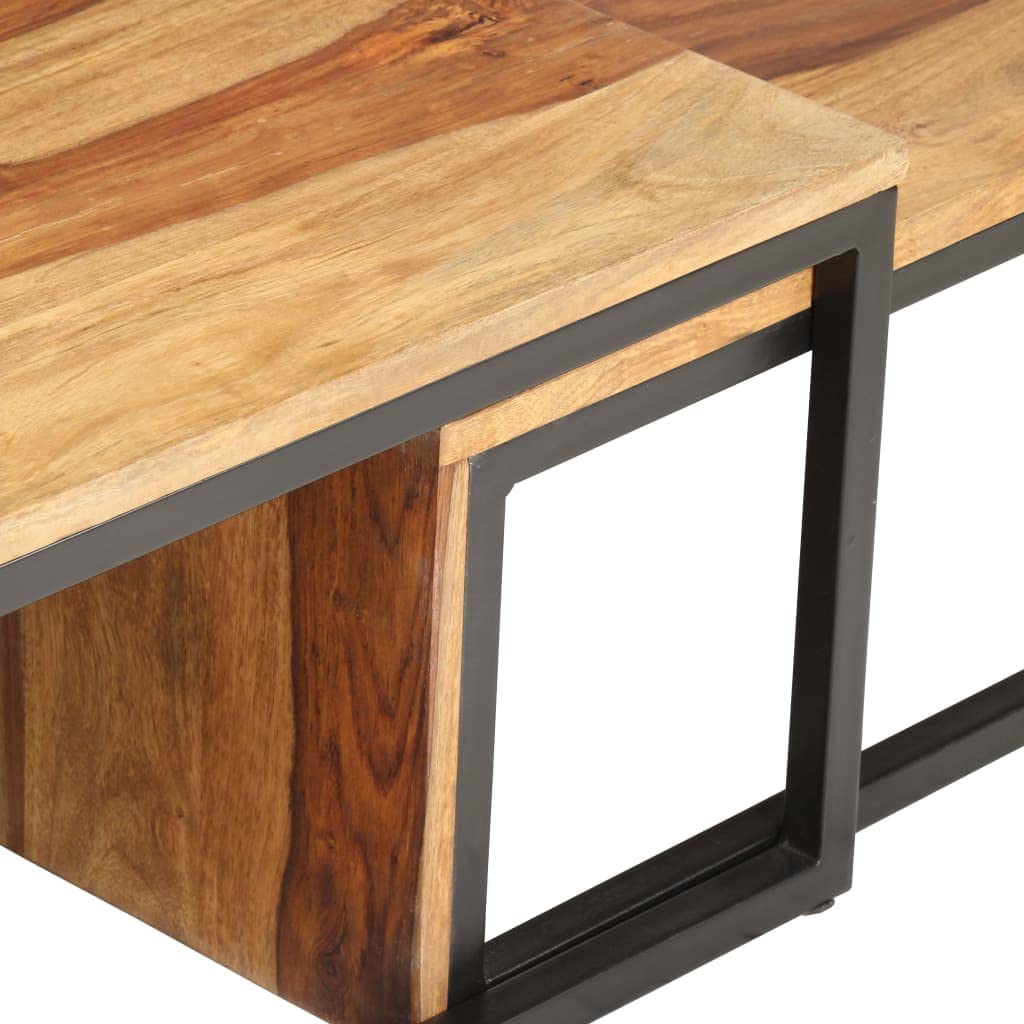 Solid Sheesham Wood Nesting Coffee Table Set Y3370