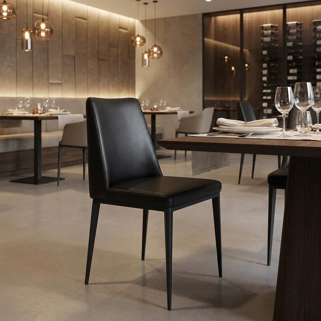 Black Faux Leather Metal Dining Parsons Chair T10090