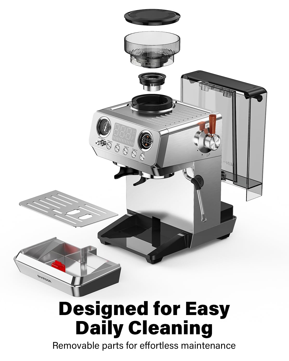 20 Bar Espresso Machine with Built-In Grinder H589