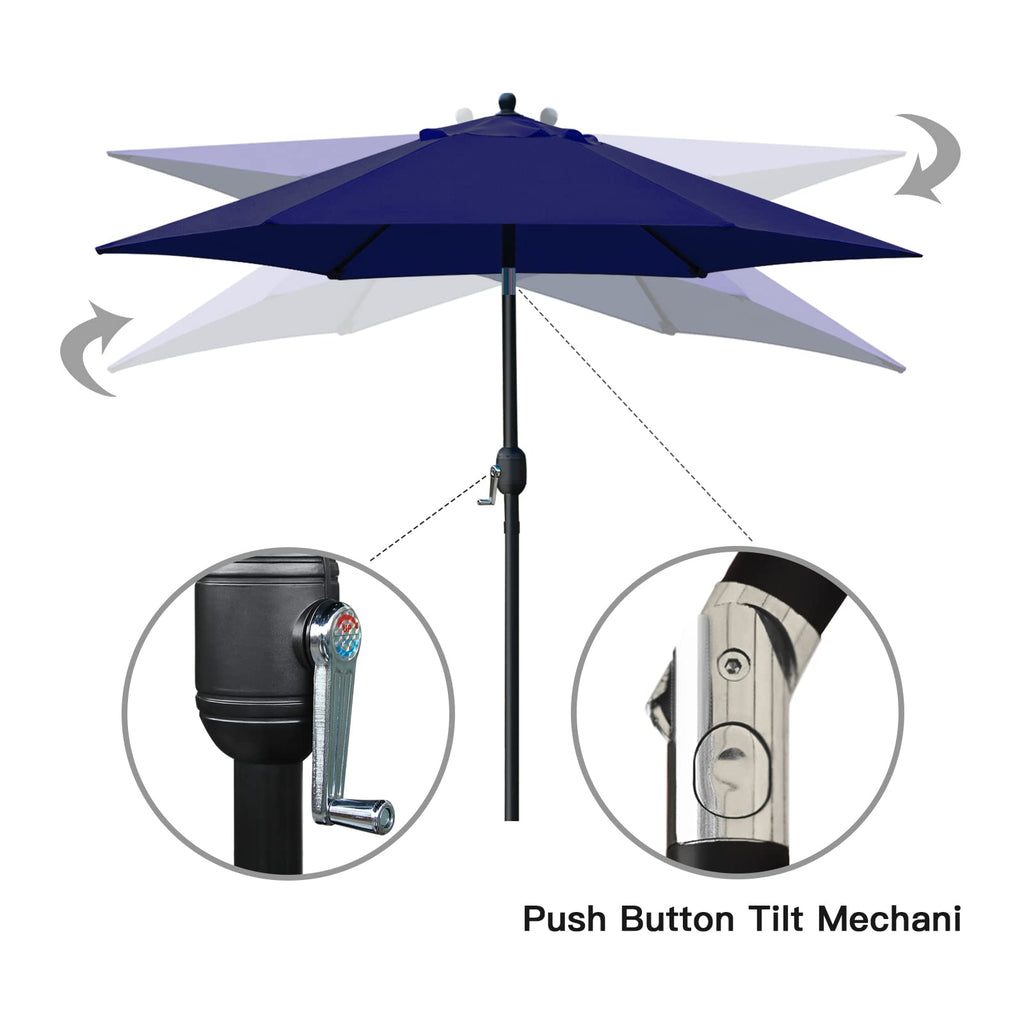 7.5' Tilt Crank Navy Blue Patio Umbrella P1457