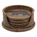 Black Bear Coaster Holder with 4 Round Coasters W366406