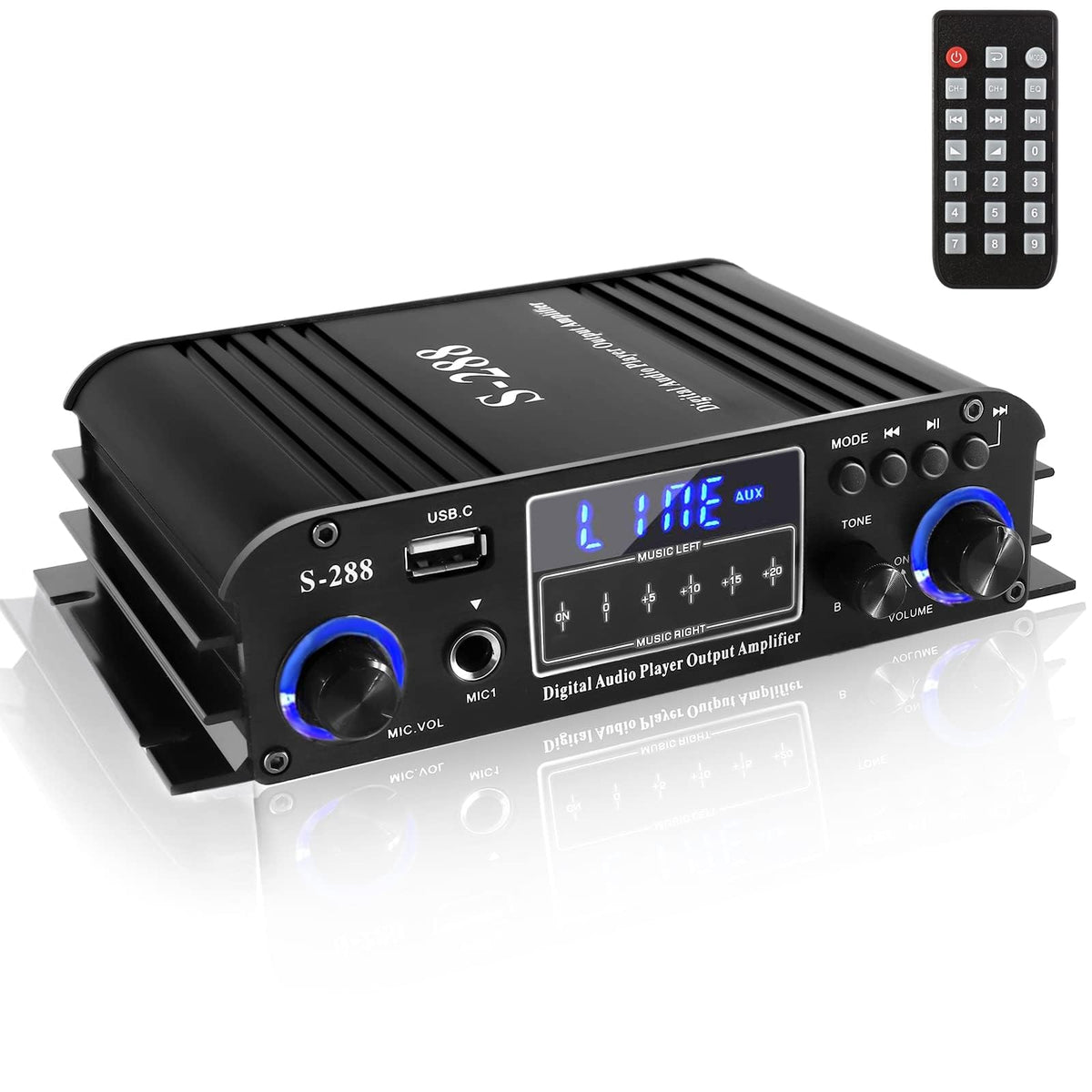 4 Channel Bluetooth Stereo Amplifier 50Wx4 Class D HiFi Power Amp P414