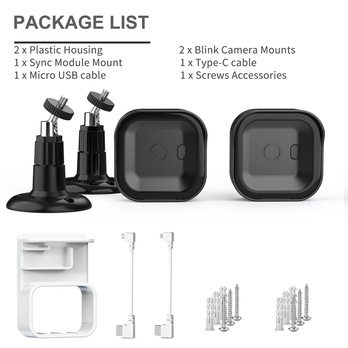 Black 2 Pack Weatherproof Adjustable Camera Mount J952