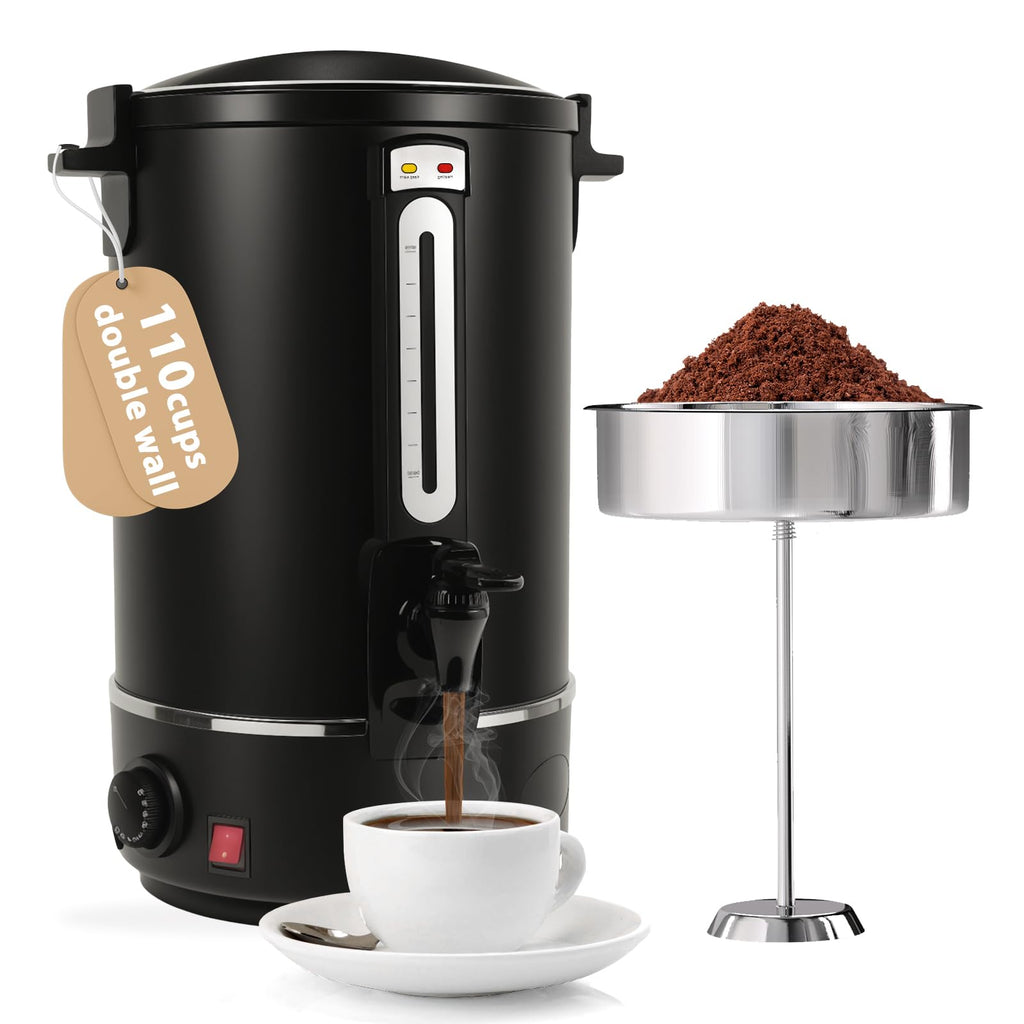 110 Cups Black Stainless Steel Commercial Coffee Urn W20911