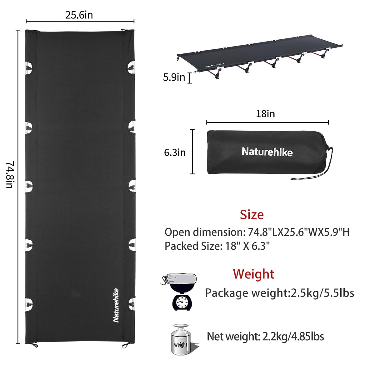 Ultralight Folding Camping Cot 330lbs L943