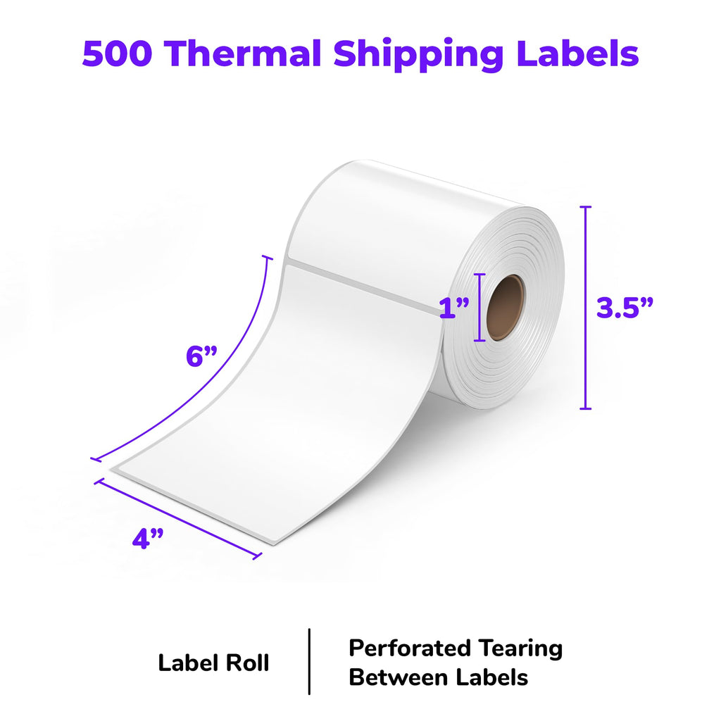 4x6 Direct Thermal Shipping Labels 500 Label Roll I2274