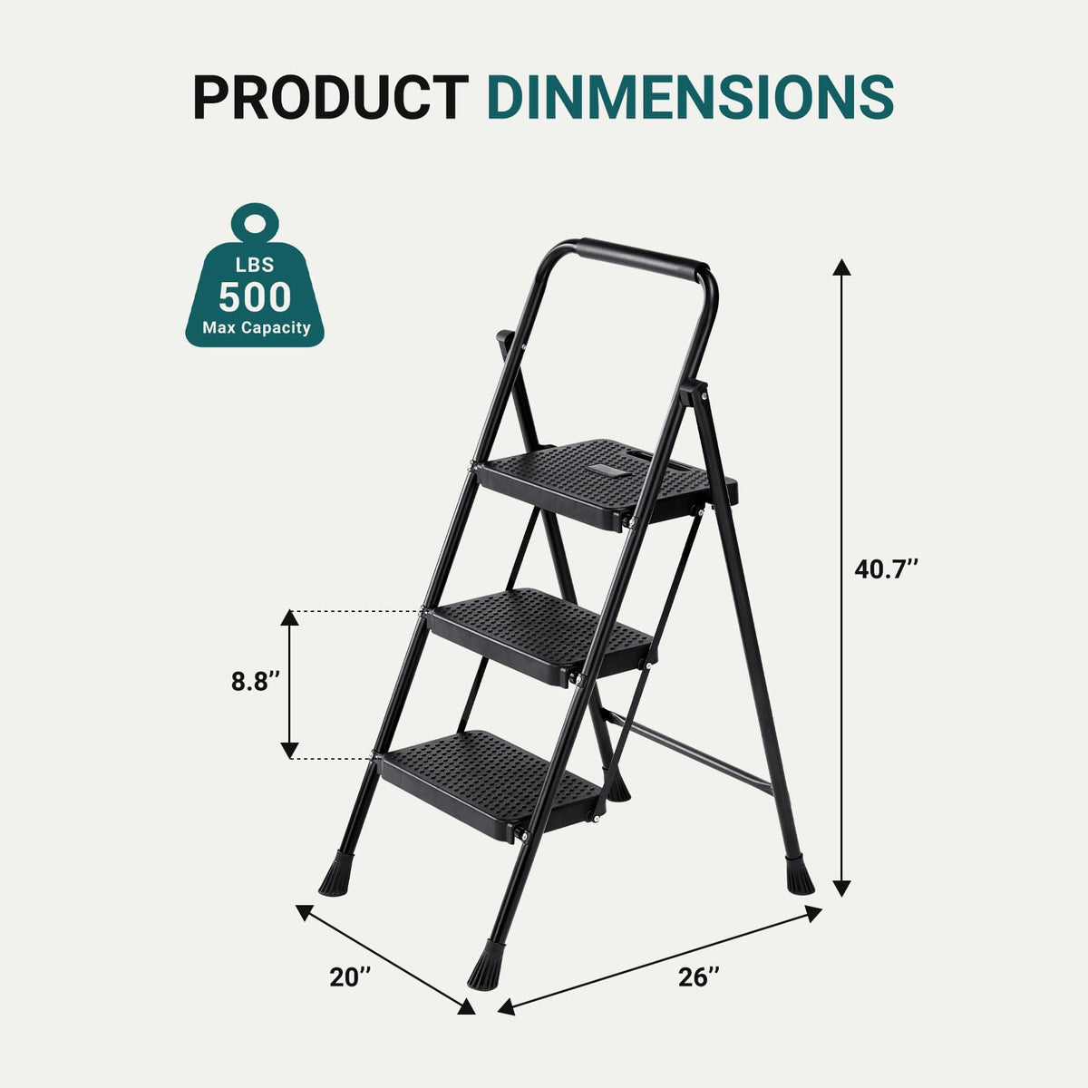 3 Step Foldable Step Stool with Anti-Slip Pedal R976