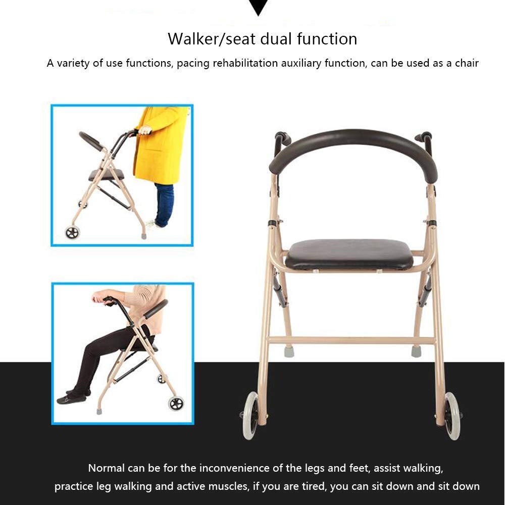 Lightweight Folding Aluminum Rollator Walker with Seat Z5152