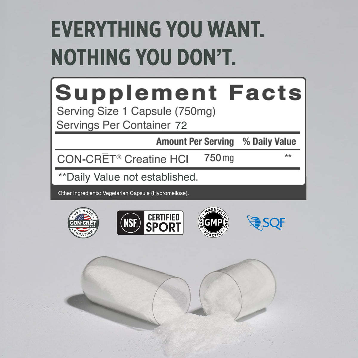 Creatine HCl Capsules 72 Count X787246