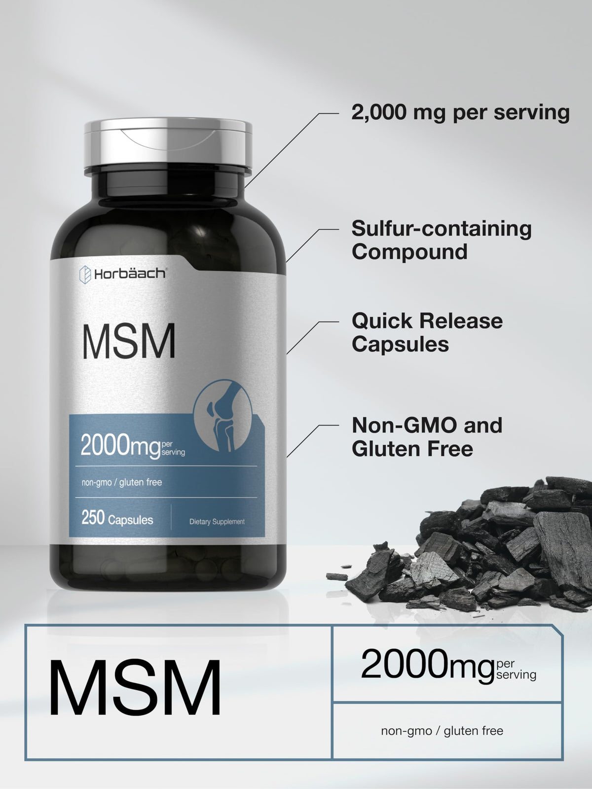 MSM Methylsulfonylmethane 2000mg 250 Capsules X576118