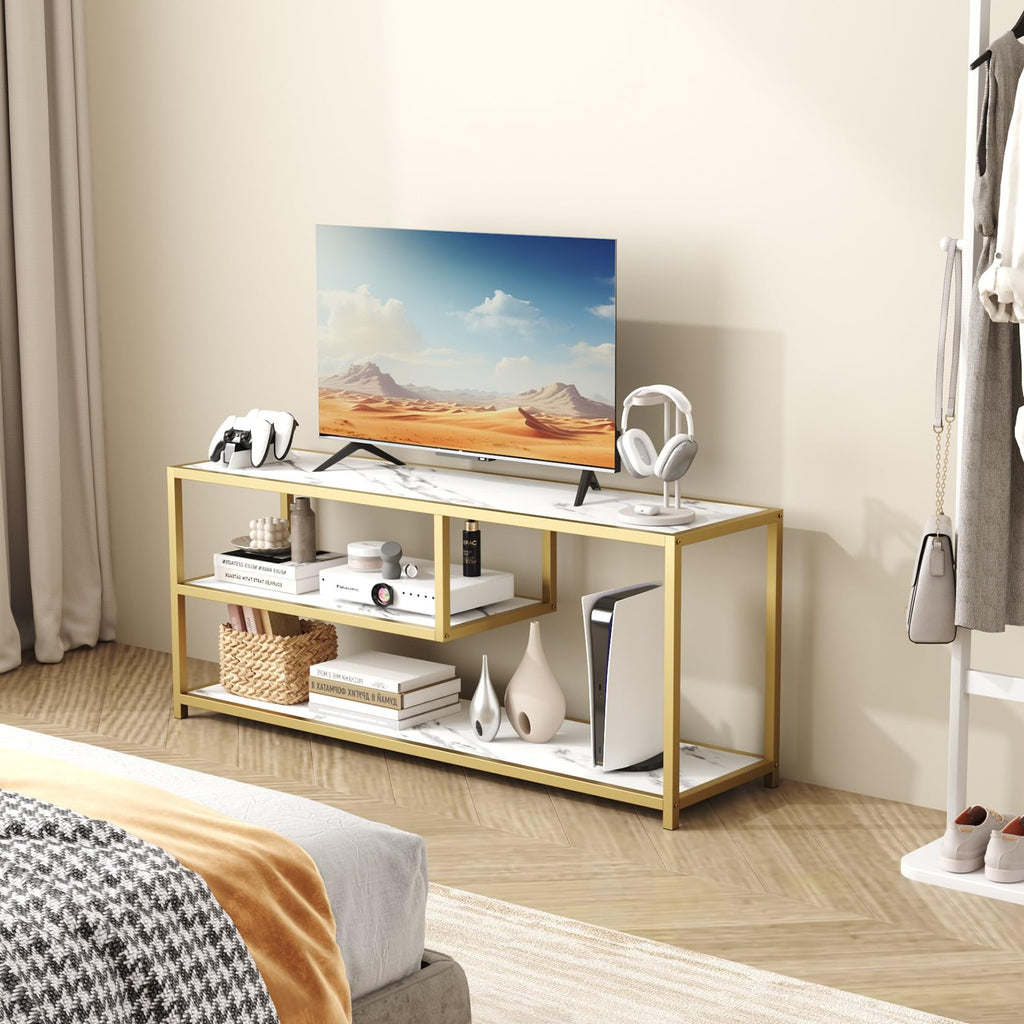 TV Stand for TVs up to 55 Inch, 3 Tier Media Console with Open Storage Shelves E54656