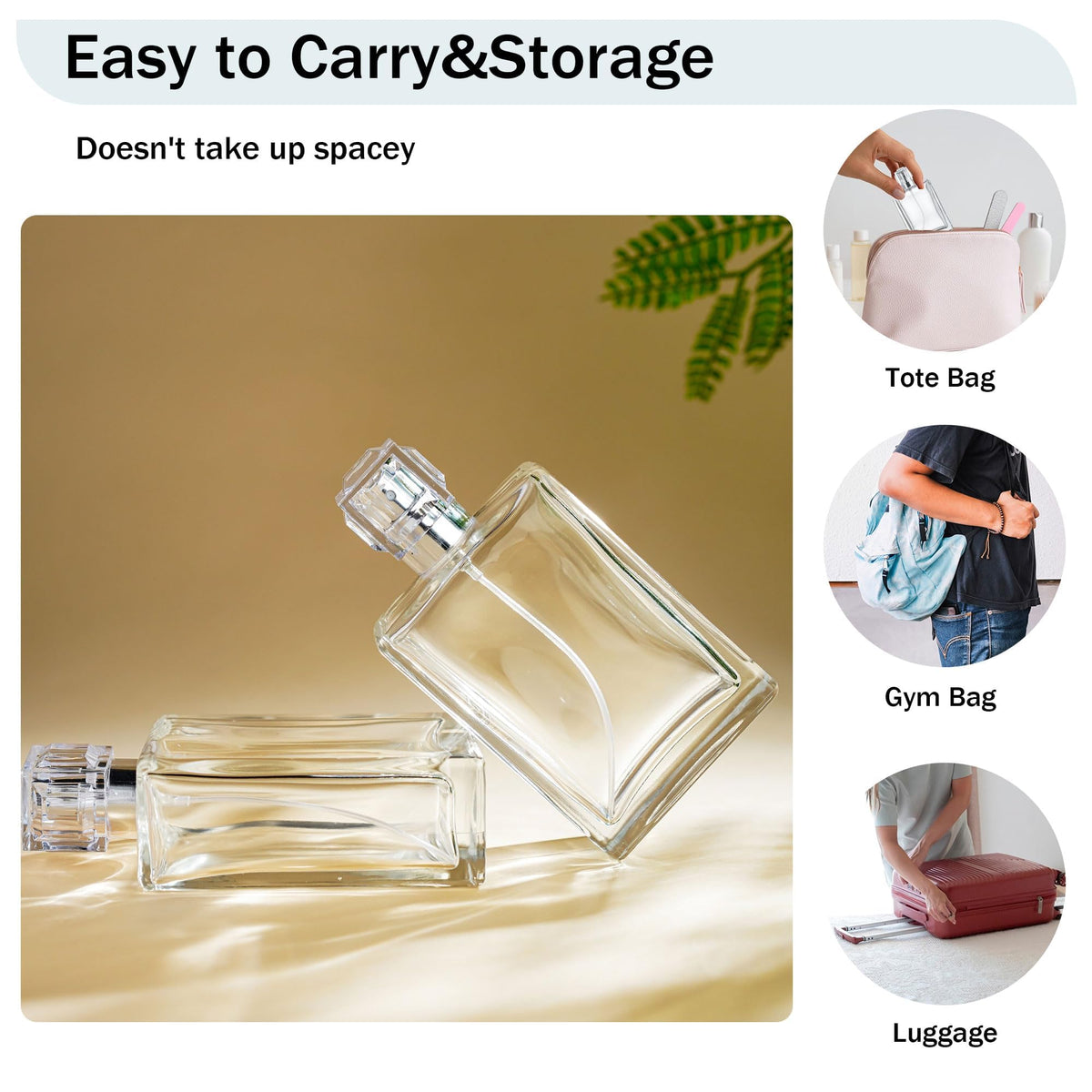 2 Pack 100ml Refillable Glass Spray Bottles W882