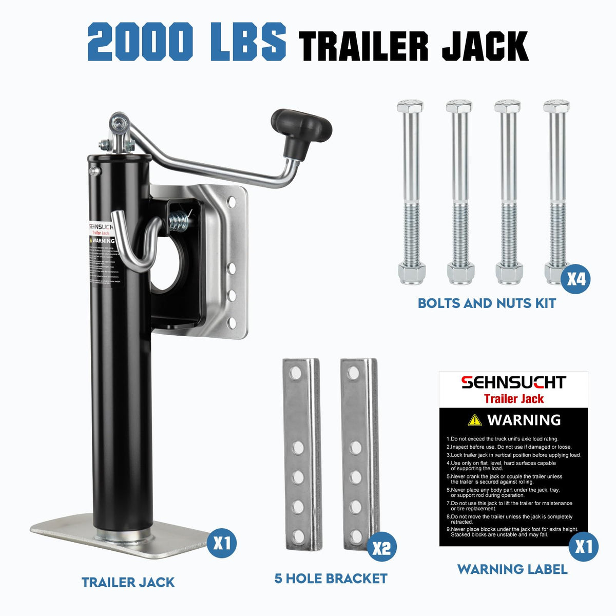 2000lb Swivel Trailer Jack with Handle B9127