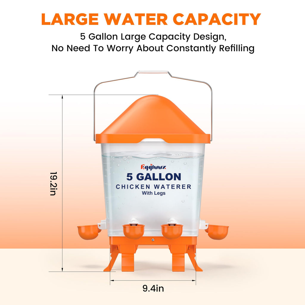 5 Gallons Chicken Waterer Bucket with Cups and Adjustable Legs D5541