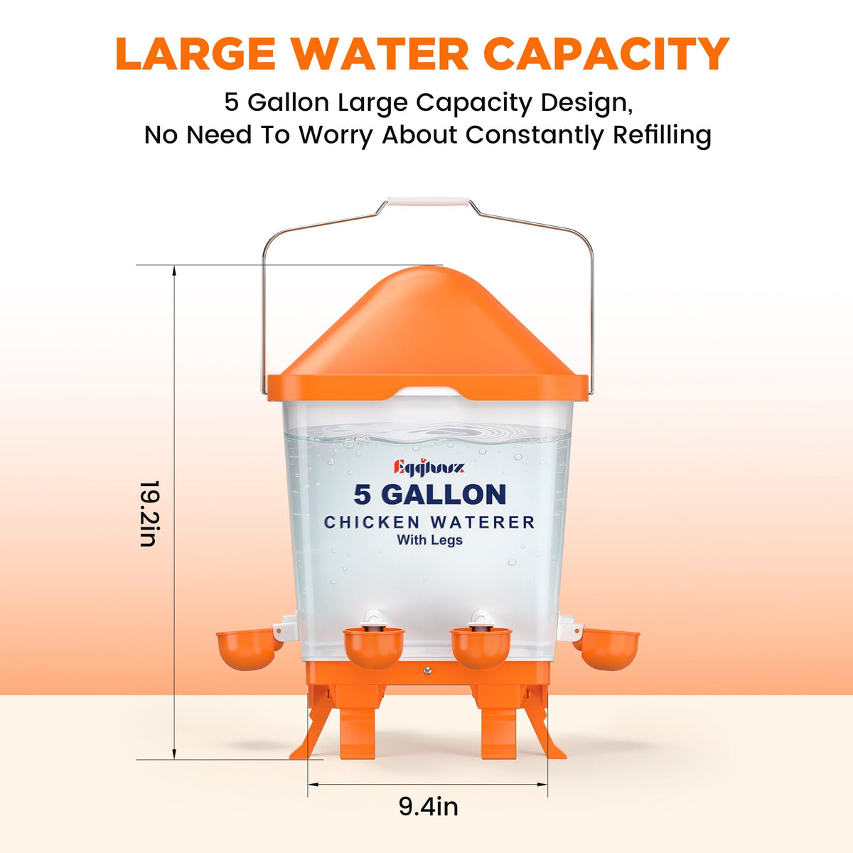 5 Gallons Chicken Waterer Bucket with Cups and Adjustable Legs D5541