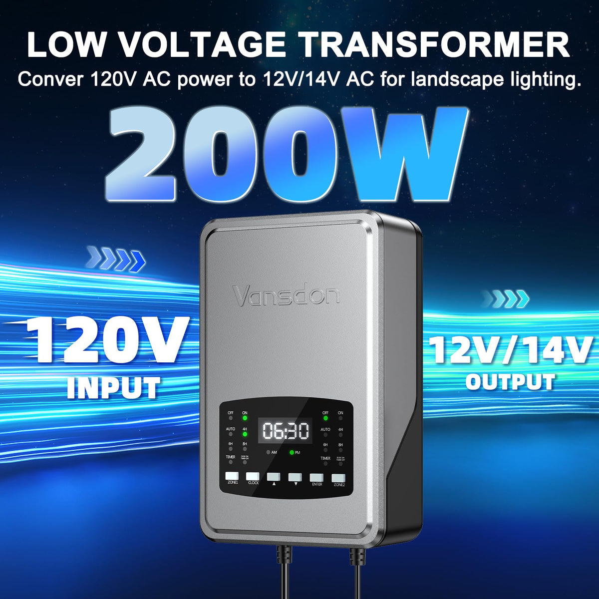 200W Low Voltage Landscape Transformer A58355