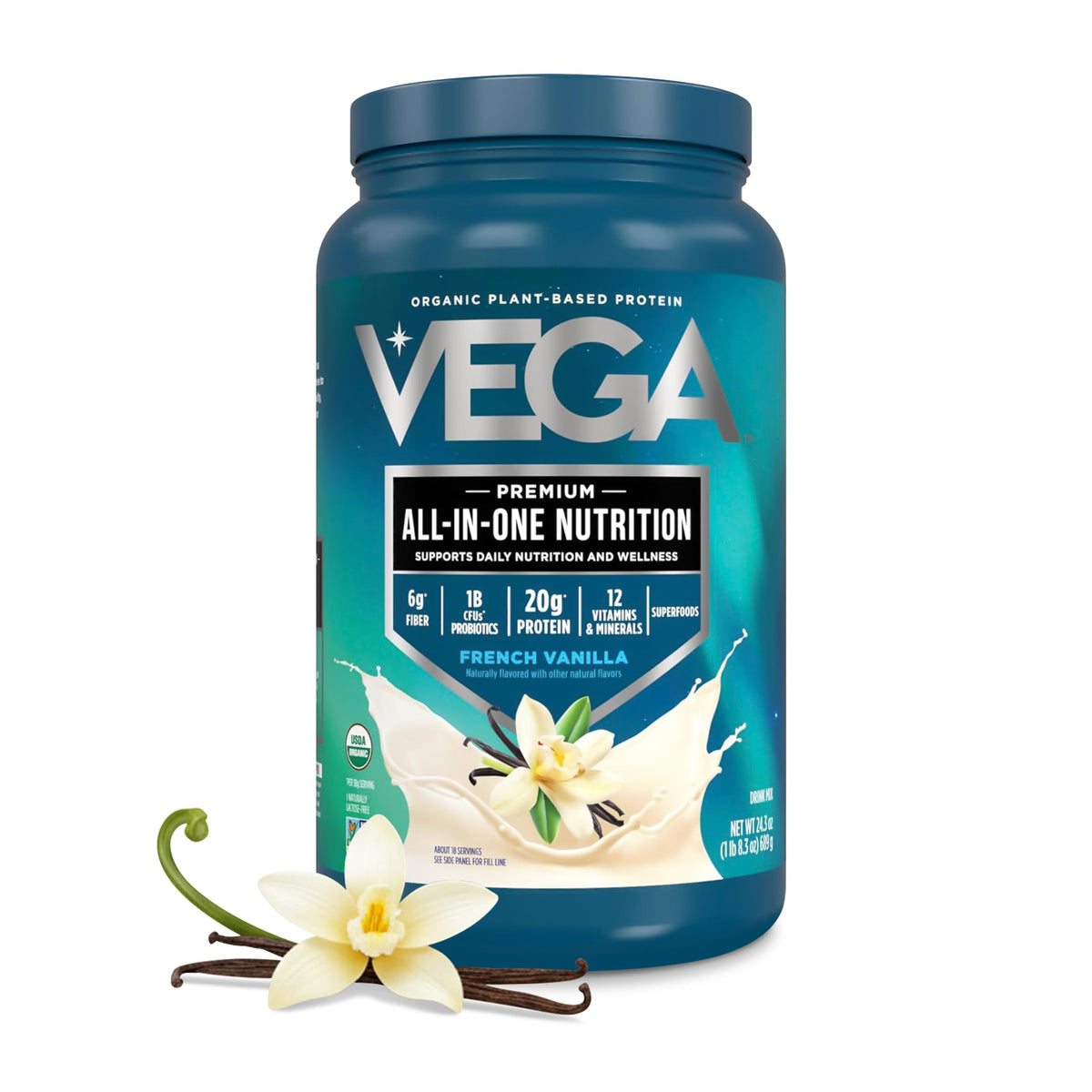 Organic Vegan Protein Powder French Vanilla 1.5 lbs Y4773