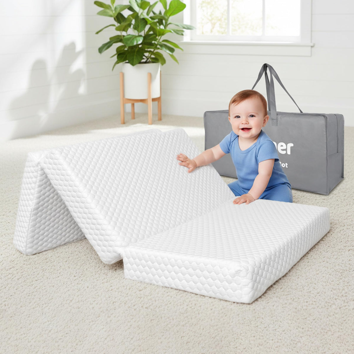 38x26'' Breathable Soft Plush Memory Foam Pack and Play Mattress with Carry Bag N610670