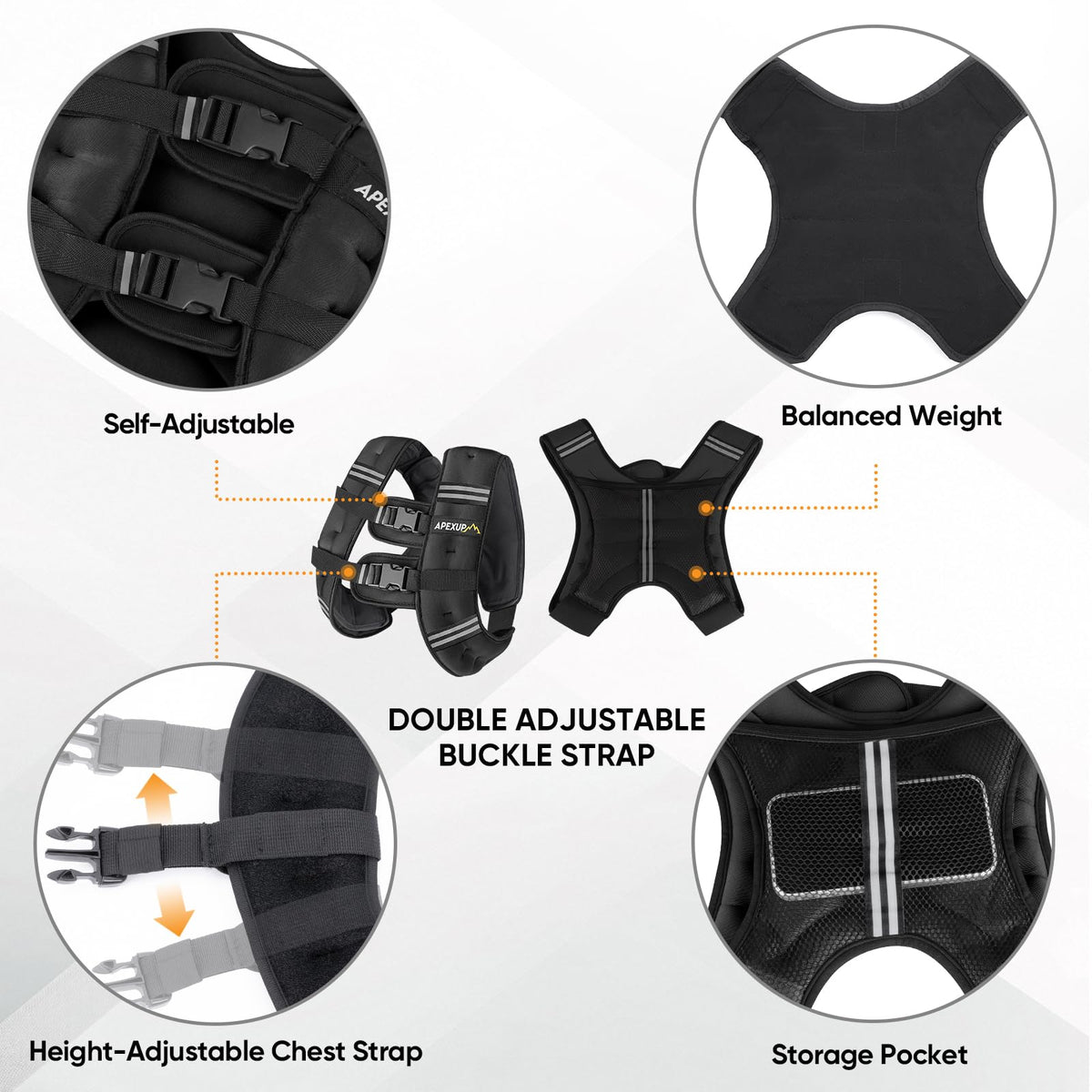 10lbs/Pair Adjustable Ankle Weights & 5lbs Weighted Vest T101274