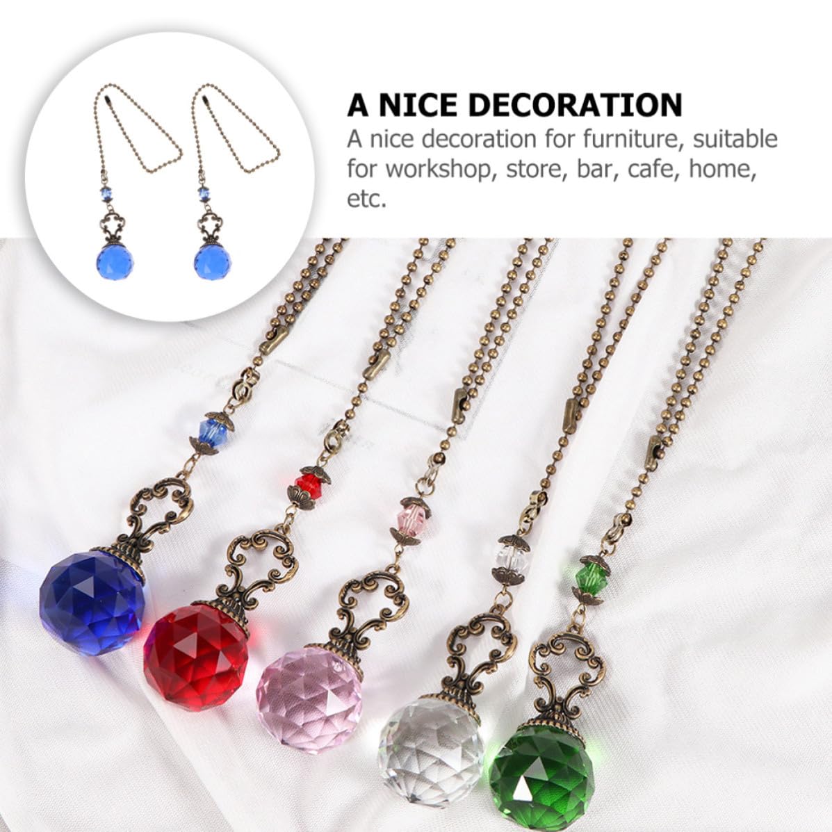 2pcs Crystal Ball Pull Chain Light Accessory O818322